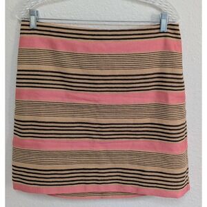 Ann Taylor Loft‎ Women's Straight Career Skirt 10 Pink Black Beige Linen Blend